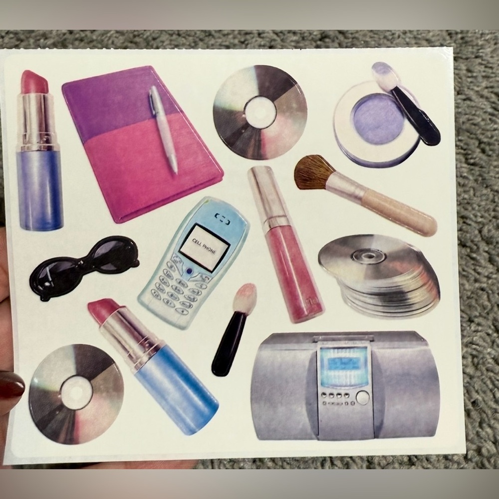 $1 Retro Sticker Set with Makeup and Gadgets $1 WITH ANY $10 ORDER OR MORE